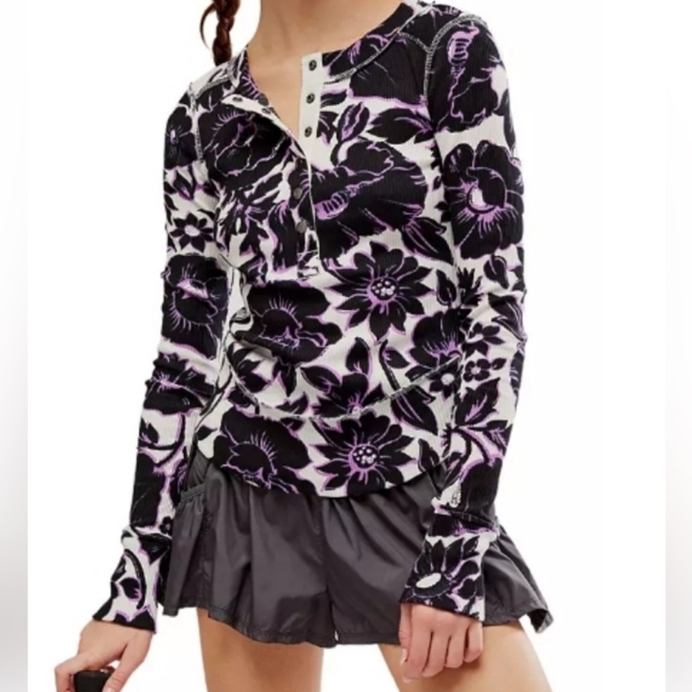 FP Movement by Free People Rally Printed Layer in Garden Floral Lilac Size M - Picture 7 of 10